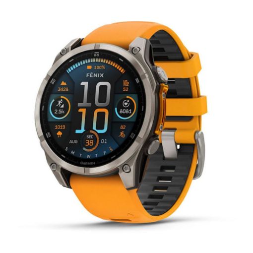 fenix 8 47mm AMOLED Sapphire Titanium with Spark Orange and Graphite, Garmin