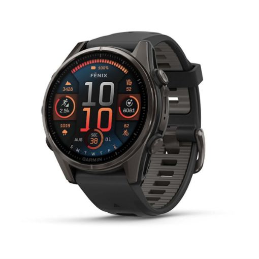 fenix 8 43mm AMOLED Sapphire Titanium Carbon Gray with Black and Pebble Gray, Garmin