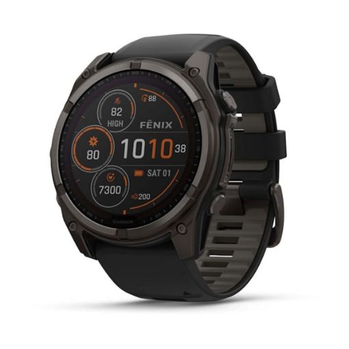 fenix 8 47mm Solar Sapphire Titanium Carbon Gray with Black and Pebble Gray, Garmin