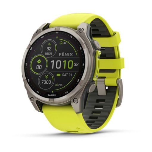 fenix 8 47mm Solar Sapphire Titanium with Amp Yellow and Graphite, Garmin