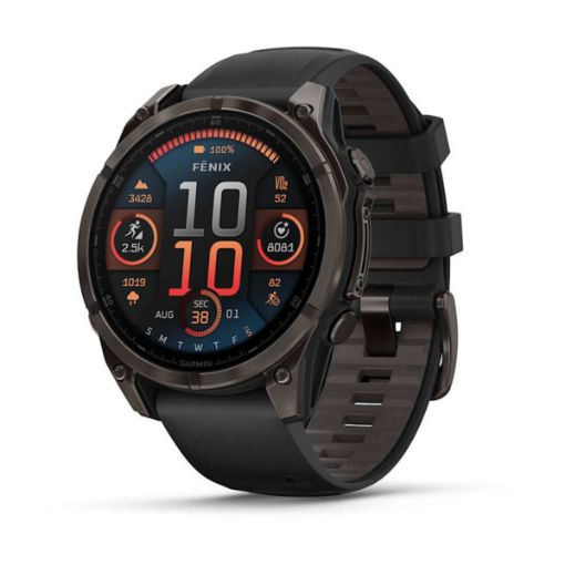 fenix 8 47mm AMOLED Sapphire Titanium Carbon Gray with Black and Pebble Gray, Garmin