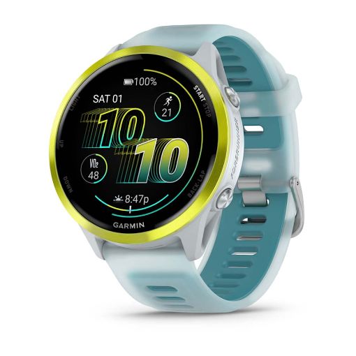 Picture of Garmin Forerunner 570 47mm Amp Yellow Aluminum with Translucent Whitestone and Turquoise
